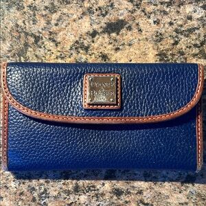 Dooney & Bourke Navy Leather Wallet with Brown Trim